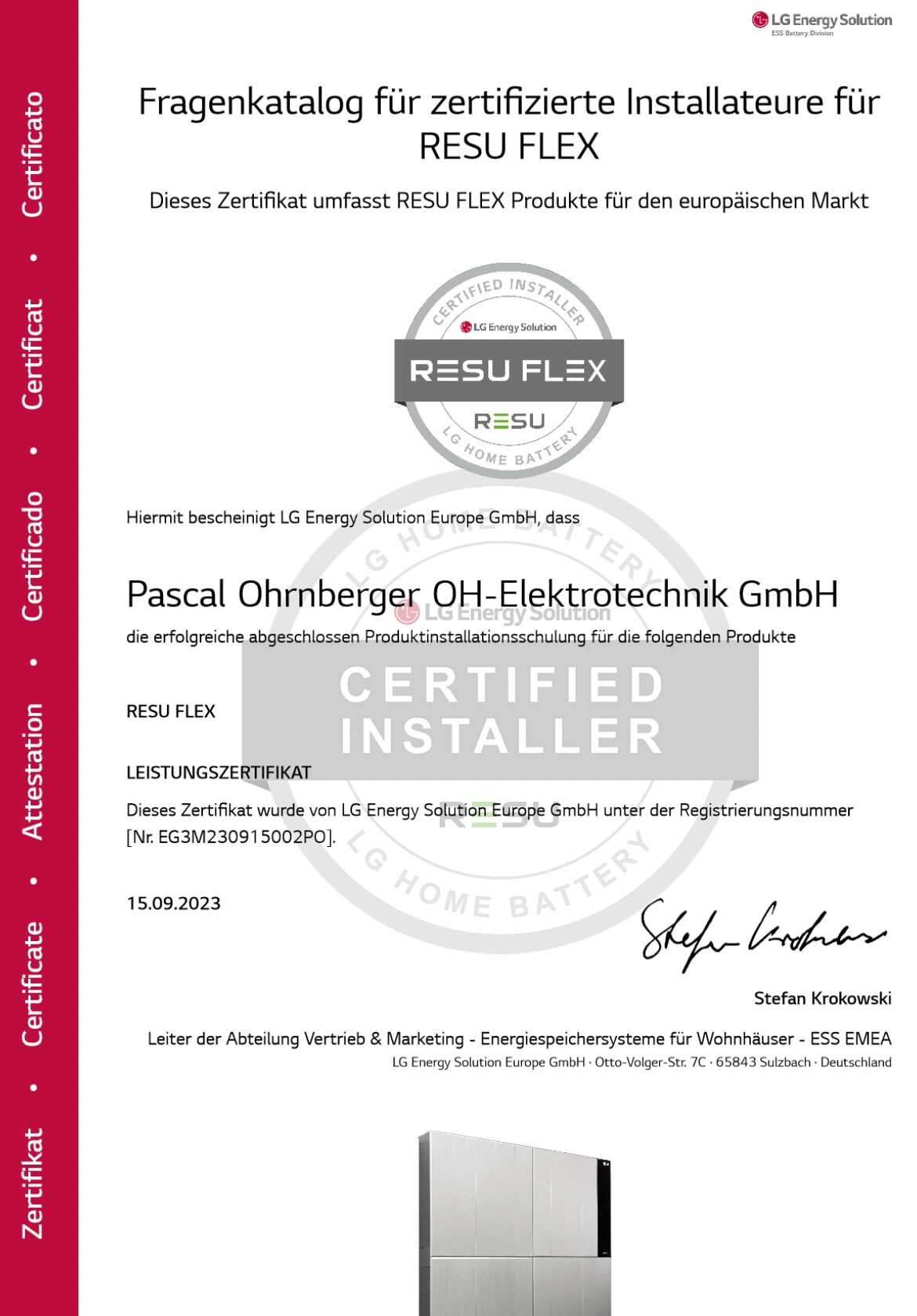 [LG Energy Solution]230915_Certified Installer_RESU Gen3_EG_Pascal_Ohrnberger